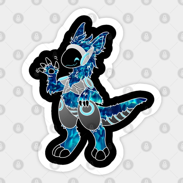 Protogen Fursuit Furry Fursona waving hello blue tie dye Sticker by Surfer Dave Designs